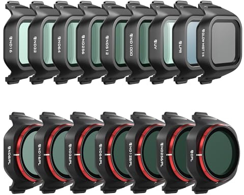 Freewell Mega 16er-Pack Filter-Set für DJI Mini 5 Pro | mit UV, ND, ND/PL, LPR, Glow Mist, 10-Stop ND1000, CPL, Dunstreduzierung, Kinofilterset für Luftaufnahmen