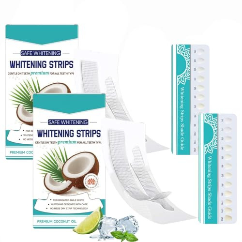 7 Pièces Blanchiment Dentaire,Kit De Blanchiment Des Dents,Whitening Strips,Bandes Blanchissantés à La Noix De Coco,Strips Pour Blanchimént Des Dents Rapide Et Doux,élimine Les Taches Profondes (2)