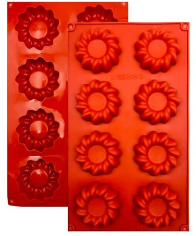 FUNCLIC, 1 Moule en Silicone 8 tartelettes avec Revêtement Antiadhésif, Moule pour Pâtisserie pour Muffins, Brownies, Gâteaux, Cake, Pudding, Glaçons, Gelée, Quiches (29 x 17 cm) – 8 cavités