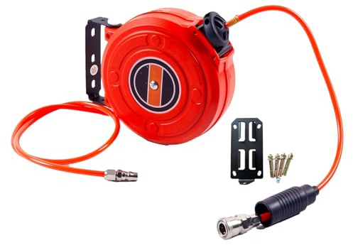 Enrouleur De Tuyau D'air Rétractable – Tuyau En PU À Rétraction Automatique De 6 M, Enrouleur Pivotant Anti-fuite, Matériau PP | Garage, Atelier, Réparation Automobile, Mécanique, Entretien Automobile