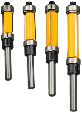 ZenithAur Set di 4 punte per rifinitura a filo con cuscinetto superiore e inferiore con diametro di taglio da 1/2 pollice e gambo da 1/4 pollice in carburo di tungsteno a doppia
