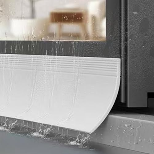 ZLYJQAQ Barrera de Lluvia Autoadhesiva para Ventanas, Barrera de Agua for Alféizar Exterior,Protector de Goteo para Ventanas Externas,Burlete Barrera Antilluvia, (Blanco,11cm×1m)