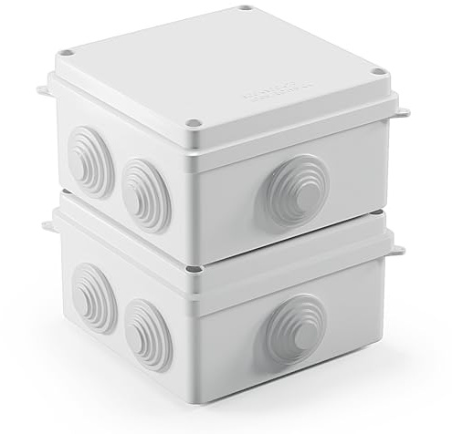 2 Stk Abzweigdose Aufputz Verteilerdose Aufputz, Verteilerdose Außen Wasserdicht IP65, Abzweigkasten Verteilerkasten Außen Wasserdicht, Elektrische Box Elektro Projekt Gehäuse(Weiß,100 x 100 x 70mm)