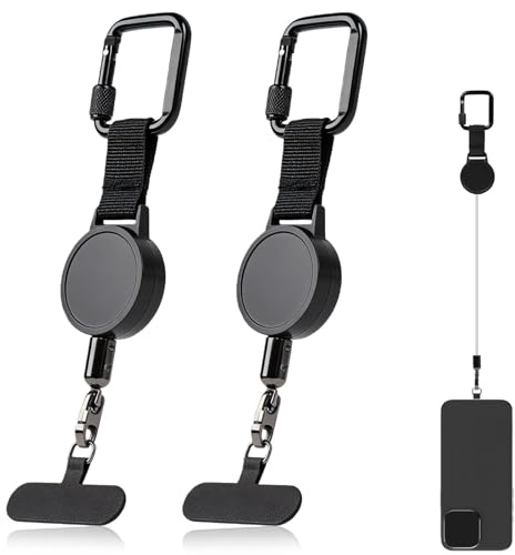 xoqoiuo 2 Pcs Retractable Phone Lanyards, Mobile Phone Lanyardses, Phones Ski Lanyards Retractable Lanyard Clip, Lanyard For Phones With Carabiner Key Chain For Outdoor Hiking Cycling