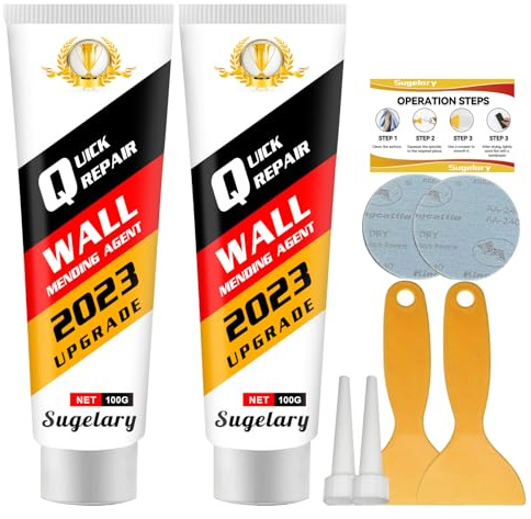 Wall Repair Kit, 2 Pack Wall Spackle Repair Paste with Scraper, Wall Hole Filler Kit Effortlessly Fixes Small Holes and Cracks