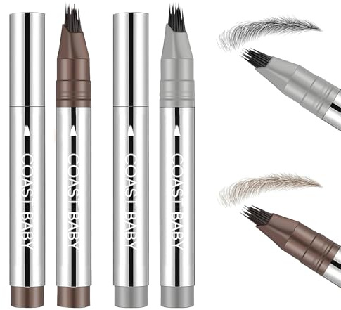 4 Stück Microblading Augenbrauenstift Wasserfest Augenbrauenstift Wasserfest Wischfest Augenbrauen Stift Langanhaltend Farbe Für Eine Natürliche Dreidimensionale Augenbrauenform(Braun+Schwarz)