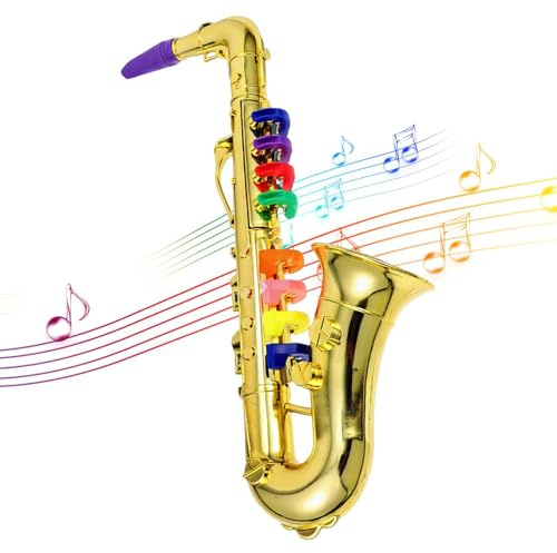Mxshc Sassofono Giocattolo per Bambini | Strumento a Fiato | Giocattolo Musicale - per Compleanno Festa Scuola Esibizioni Palco Ruoli Spettacolo Talento Regalo Bambini Bambine