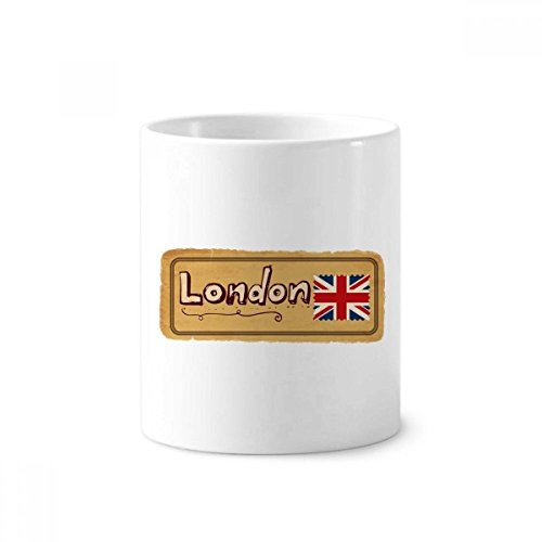 DIYthinker Union Jack UK London Stamp Britian Ceramic Toothbrush Pen Holder Mug White Cup 350ml Gift 9.6cm high x 8.2cm Diameter