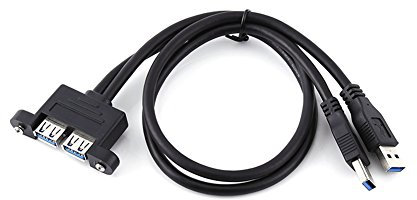 VBESTLIFE Combo Dual USB 3.0 Male to Female Extension Cable with Screw Socket Panel Mount Holes