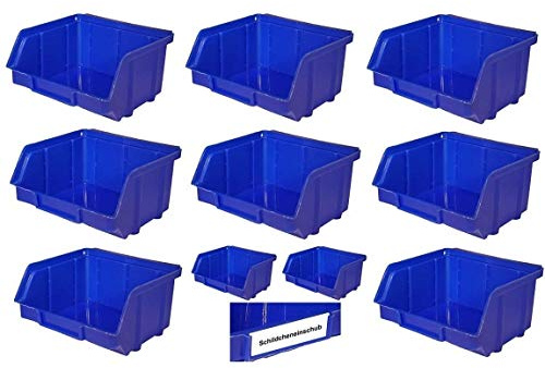 S&S-Shop 192 Stück Stapelboxen – blau – Größe 1 ( 102 x 96 x 52 mm ) - stapelbar | Regalbox | Sichtbox | Lagerbox | Stapelbox