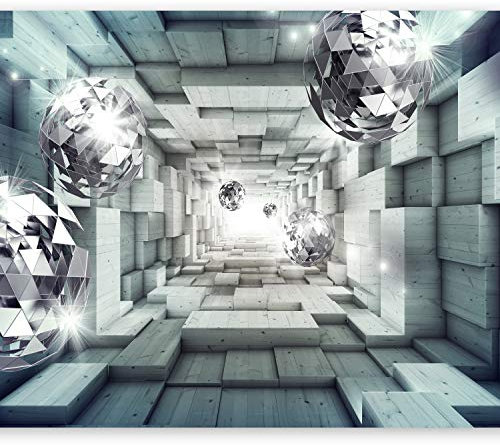 murando Fototapete selbstklebend 3D Effekt 441x315cm Foto Tapete Tapetenfolie Möbelfolie Wandverkleidung Wandtapete Motivtapeten Bildtapete Wohnzimmer 3d Effekt Modern Holz Tunnel Kugel a-A-0155-a-d
