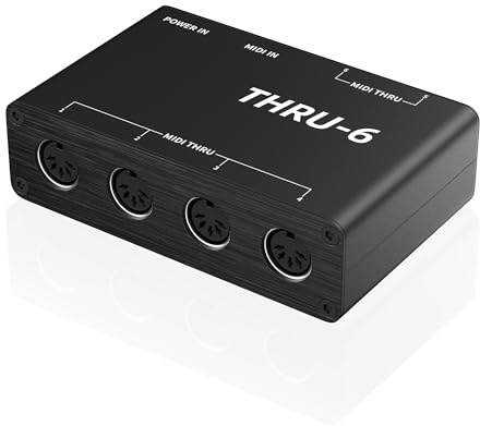 DigitalLife PulseThruX-T6 MIDI Thru Box 1-In/6-Out 5-Pin DIN, Metall | 5-Pin DIN MIDI Verteiler Mit 1 Eingang und 6 Ausgängen für Keyboards, Synthesizer und MIDI Controller, ohne Computer