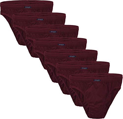 7-Pack BRUBAKER Mäns Slip - 100% Bomull Kalsonger - Bordeaux Röd - Storlek M