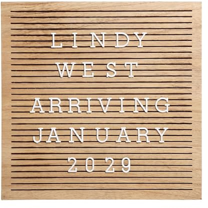 Pearhead Wooden Letter Board, 10 x 10 Inch Wood Message Board with Letters and Numbers for Baby Milestone Photos, Announcement Photo, Office and Home Décor