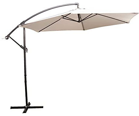 Alfresia 3m Cantilever Garden Parasol – Large Offset Outdoor Sun Shade with Crank Handle, Steel Frame Patio Parasol with Base