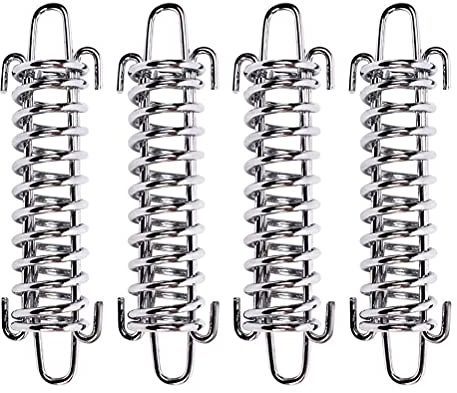 YueWan Tension Springs Awning Spring Buckle 4 Pcs Tension Spring Set Alloy Spring Awning Storm Straps for Tarps Tents Wire Racks Tent Hooks Camping Accessories Travelling Accessories