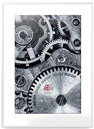 aFFa frames, Alu, Portafoto in alluminio, Facile da pulire, Rettangolo, Con vetro acrilico frontale, Bianco, 50x70 cm
