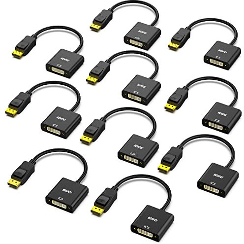 BENFEI DisplayPort auf DVI Konverter, 10 Stück, Vergoldet DP/Display Port zu DVI-D Kabel HDTV Adapter Konverter Männlich zu Weiblich