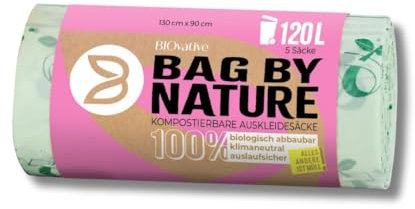 Sacchetti per rifiuti organici da 120 l per il bidone dei rifiuti organici - Made in Germany - 100% compostabili e biodegradabili - Disponibili anche in 240L