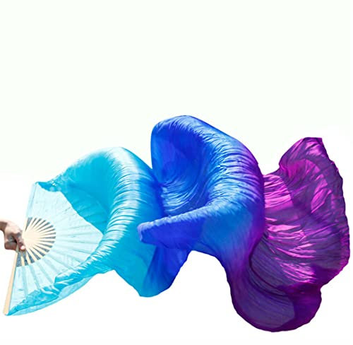 1 Paar/1 Stück Kunstseide Bauchtanz Schleier Fächer Rippen handgefertigt gefärbt Leistung lange Fächer Bauchtanz Kunstseide Fans Figur 6 1 Stück rechte Hand 180 cm