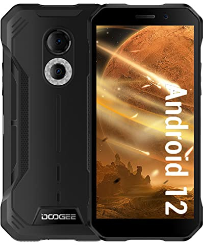DOOGEE S51 Telephone Portable Incassable,Écran 6.0 HD+,NFC Supporte,Octa Core 4Go+64Go(TF512Go),Android 12,5180mAh, 12 MP Double Caméra Arrière Smartphone Incassable-Noir