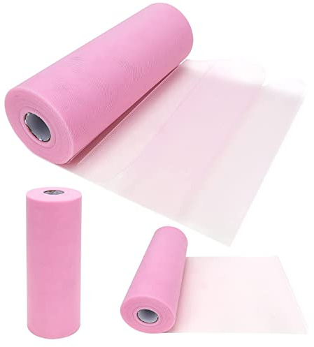IVEOPPE Rotolo di Tulle 30cm x 91,4m 100 yards - Wedding Decoration, Tulle Tessuto per Wedding DIY Craft Tutu Decorazione Decorazione da Tavola(Rosa)