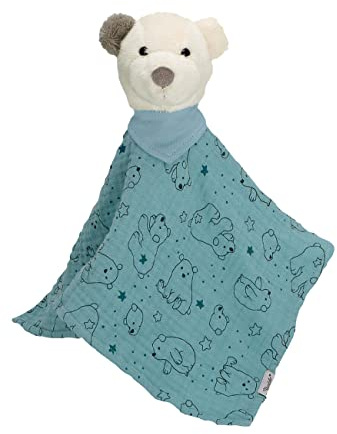 Sterntaler Baby Unisex Schmusetuch Kuscheltuch Eisbär Elia - Kuscheltuch Baby, Kuscheltuch, Schmusetuch - dunkeltürkis mit weichem Material