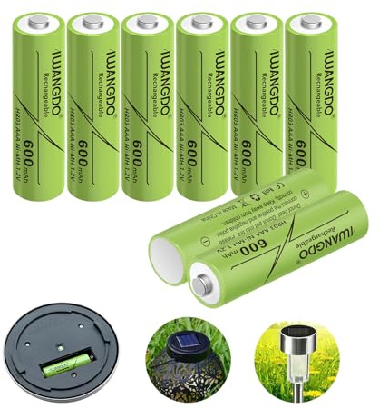Wiederaufladbare Batterien AAA, 600 mAh, HR03, für Solar Garten Licht, vorgeladen, 8 Stück