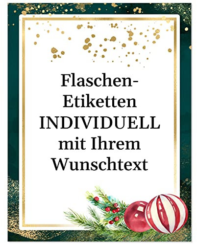 8 Flaschenetiketten selbstklebend mit Text personalisiert - Weihnachten Etikett Weihnachtskugeln - weihnachtliche Flaschen Aufkleber