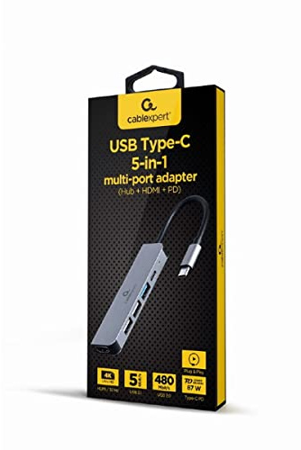 GEMBIRD ADAPTADOR MULTIPUERTO USB TIPO C 5 EN 1 HUB HDMI PD