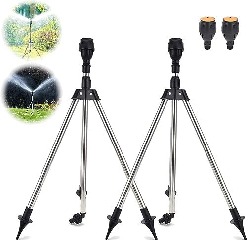 Regner Stativ, Rotating Tripod Sprinkler Kreisregner 3/4 Zoll, Dreibein Stativ & Dichtungsband - Zur Bewässerung Von Pflanzen Und Grünflächen - Ideal Für Gärten, Sportplätze & Gärtnereien-2pcs
