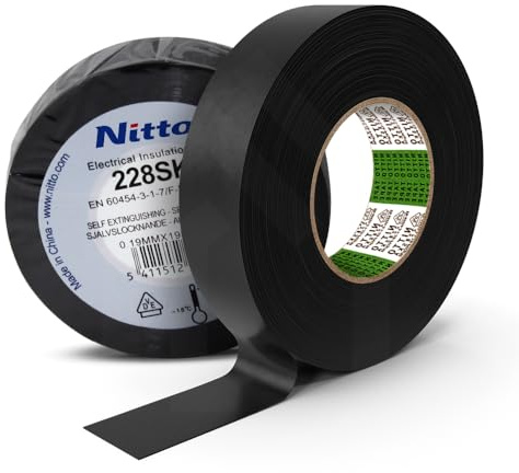 Selftech Nitto 228 SKA Isolierband - 20m Elektro Tape PVC Isotape - VDE Zertifiziert - Schwarz, Hochwertiges Isolierband für Elektroinstallationen (50mm x 20m)