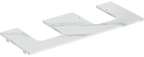 Geberit One Plaque de lavabo, découpe Double, pour lavabo à Poser en Forme de Coupe, grès, 120x2x47cm, 505.175.00.; Coloris: Aspect marbre Blanc/Mat