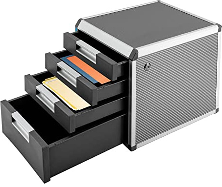 Schubladenbox Schubladen Bürobox 4 Fächer Ablagebox Organizerbox mit Schloss für A4 Papier 31.5 * 35 * 29.8cm