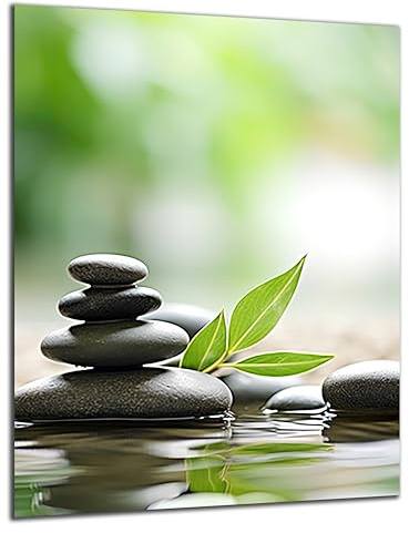 DARO Design - Wand-Bild 6mm HDF 40x30 cm Esoterik Ruhe Steine Wasser - Wand-Deko Bilder Wohnzimmer