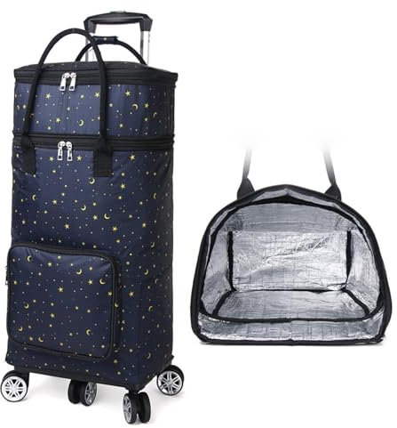 Grande Capacità Isolato Shopping Bag Pieghevole Carrello Portatile Trolley Donna Travel Shopping Bag Ruote