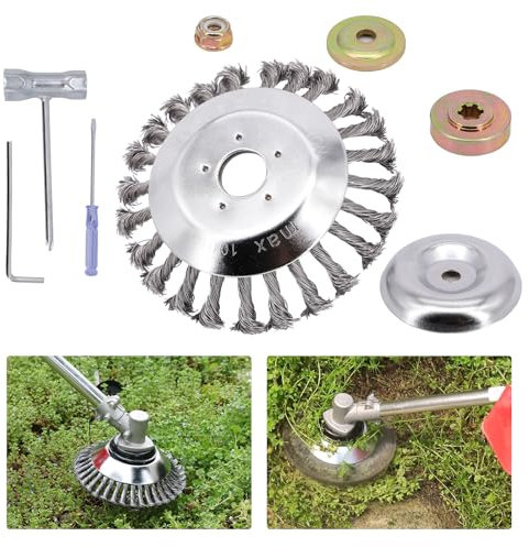 Steel Wire Grass Trimmer Head, 6in/8in Universal Strimmer Head Wire Brush Weed Remover with Wrench, Grass Trimmers Wires Weed Strimmers Heads for Yard (8 IN)
