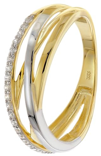 trendor Damenring Gold 333/8K Bicolor mit Zirkonias 68448 | elegantes Schmuckstück für Frauen, zauberhafte Geschenkidee und tolles Accessoire,