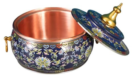 OYWEHECE Pot Caliente Beijing Platos Chinos de chaza de Cobre Uniforme de Cobre pequeño shabu shabu shabu Cloisonne Bote Caliente para inducción eléctrica,F