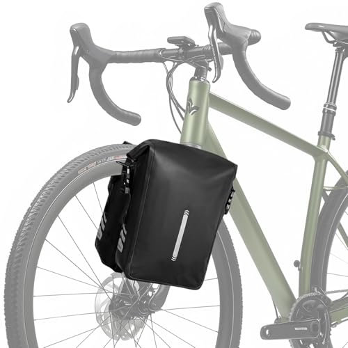 Chewtoyo 6L Fahrradgabel Dry Bag, wasserdichtes Nylon mit Schnellverschluss-System, reflektierendes Design für sicheres Fahren bei Nacht, einfache Installation und Zugriff