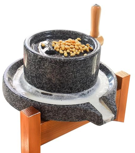 Hand Grain Mill Stone,Handmade Natural Grain Paste Mill with Wood Frame, Household Kitchen Old Hand Pellet Mills, Manual Peppers/Split Peas/Barley Pulverizer (Size : 20cm x 30cm)