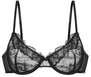 Dorina Origins Soutien-Gorge À Armatures Non Rembourré, Support sous-Coups, Dentelle Intégrale avec Bordure en Dentelle, Bretelles Ajustables, Détail Nœud, Ailes Arrière en Mesh, Noir