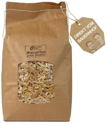 Gebrüder Goller Bio Miscanthus Einstreu grob - Staubarm & Saugstark - Einstreu für Kleintiere wie Kaninchen, Meerschweinchen, Hamster - Kleintierstreu aus biologischem Anbau - 30L 100% Natur