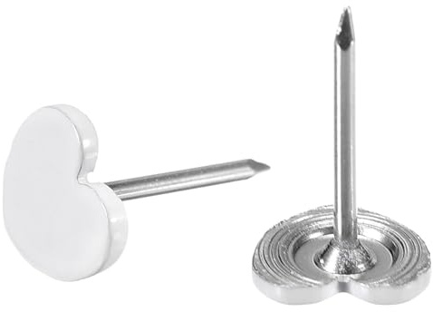 TA-VIGOR 50 Stück Herz Push Pins, Niedliche Reißnägel für Korkwand, Pinnwand, Foto Wand, Dekorative Flache Plastiknägel mit Stahlspitzen, Weiß