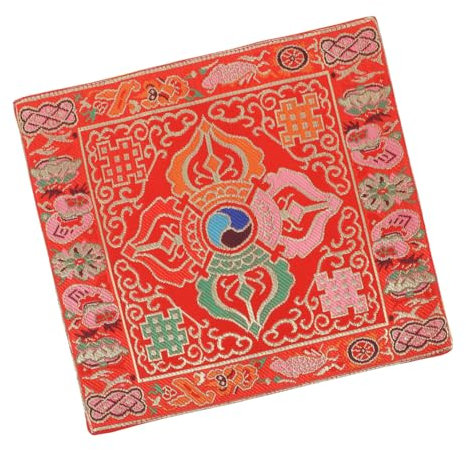 OFFIGAM Buddha Klangschalenkissen Zweilagige Matte für Klangschalen Religiöses Kissen mit Muster Langlebiges Material für Meditation und Yoga