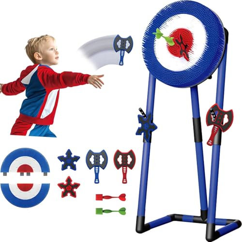 Axe Throw & Lawn Dart Game Set - Includes 2 Axes, 2 Darts, and Foldable Dart Board for Indoor and Outdoor Fun for Family and Kids