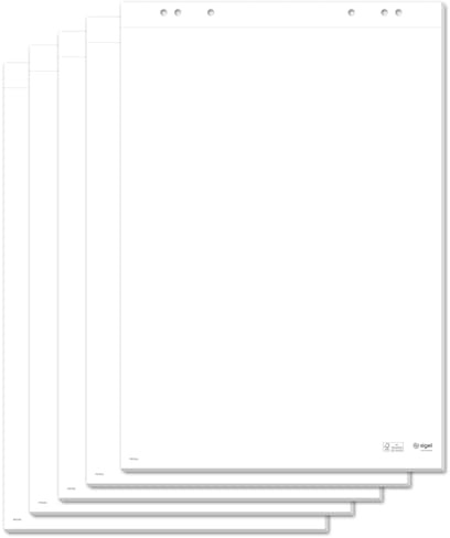 Sigel Flipchartblock blanko 68x99 cm 100 Blatt | MU166, 5 Blöcke á 20 Blatt mit Perforation aus nachhaltigem Papier