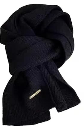 Ikruidy Écharpe en Tricot 150 * 15cm Echarpe Hiver longue d'automne-hiver Écharpe à Tricoter de Couleur Pure pour Homme Femme