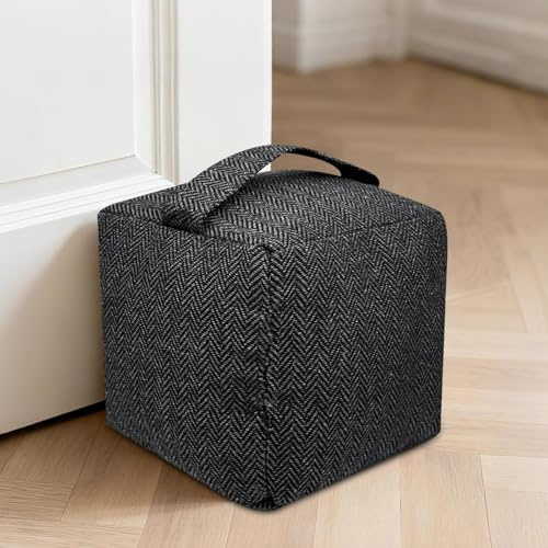 Brynlex Türstopper Quadratische Grau, Türstopper Sack mit Griff, Tür Stopper für Stoff Sandsack, Tür Stopper Boden, Funktionelles Wohnaccessoire für Haus & Büro(16cm × 16cm, 1kg)