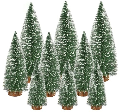 XULEGGNK 9 Stück Mini Tannenbaum Deko 10/15/20 cm, Deko Tannenbaum Klein, Miniatur Weihnachtsbaum Tischdeko, Weihnachtsdeko Innen Figuren, Künstliche Weihnachten Dekoration